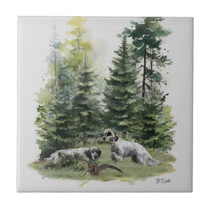 English setter , Woodcock Hunting , Art Ceramic Tile