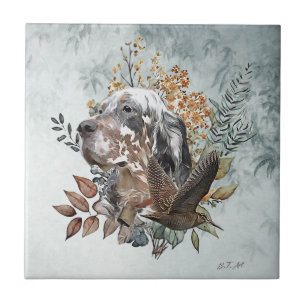 English setter , Woodcock Hunting , Art Ceramic Tile