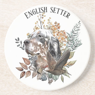 English setter , Woodcock Hunting , Art  Coaster