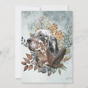 English setter , Woodcock Hunting , Art  Invitation
