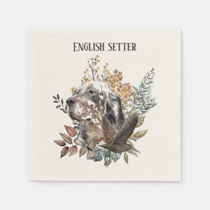 English setter , Woodcock Hunting , Art Napkin