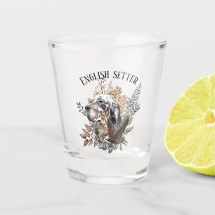 English setter , Woodcock Hunting , Art Shot Glass