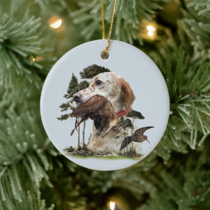 English Setter , woodcock hunting Ceramic Ornament
