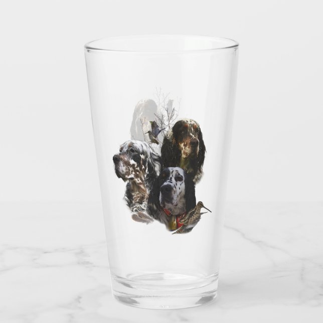 English Setter , woodcock hunting  Glass (Back)