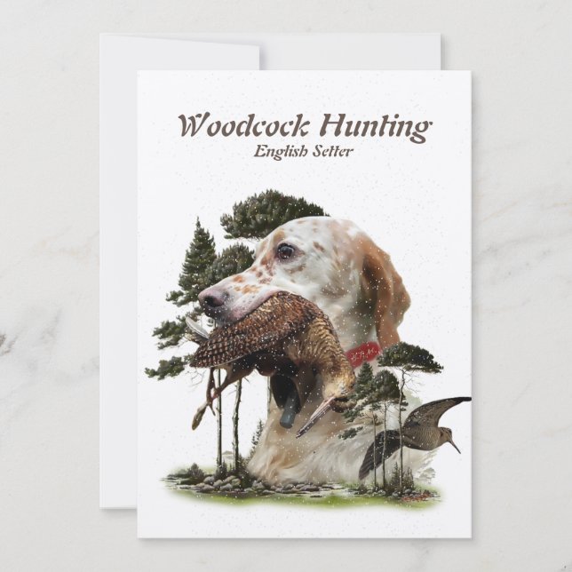 English Setter , woodcock hunting  Holiday Card (Front)
