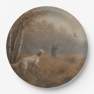 English Setter , Woodcock hunting Paper Plate