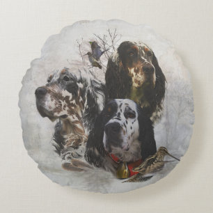 English Setter , woodcock hunting Round Cushion