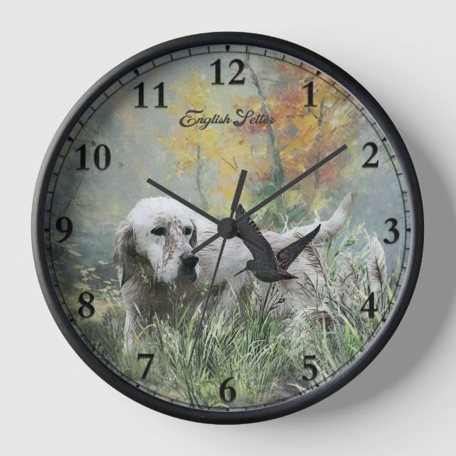 English Setter , woodcock hunting season , Art Clo Clock (Front)