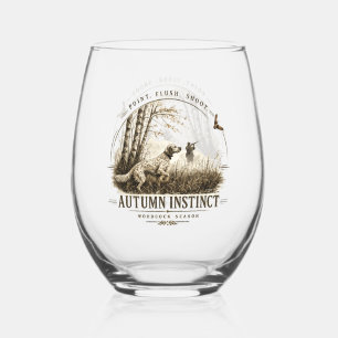 English Setter , Woodcock hunting Stemless Wine Glass