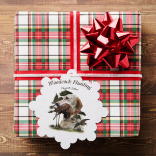 English Setter , woodcock hunting  Tree Decoration Card