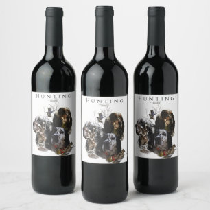 English Setter , woodcock hunting Wine Label