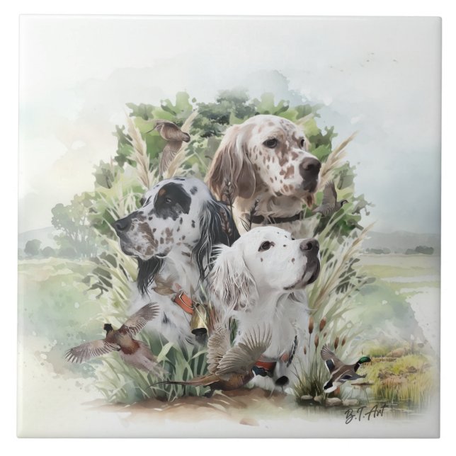 English Setters  Ceramic Tile (Front)