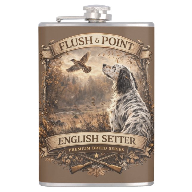 English Setters Hip Flask (Front)