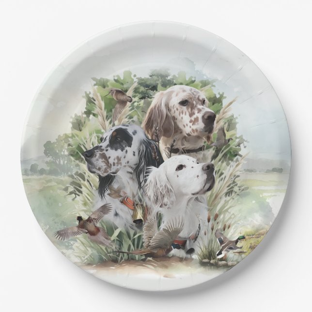 English Setters  Paper Plate (Front)