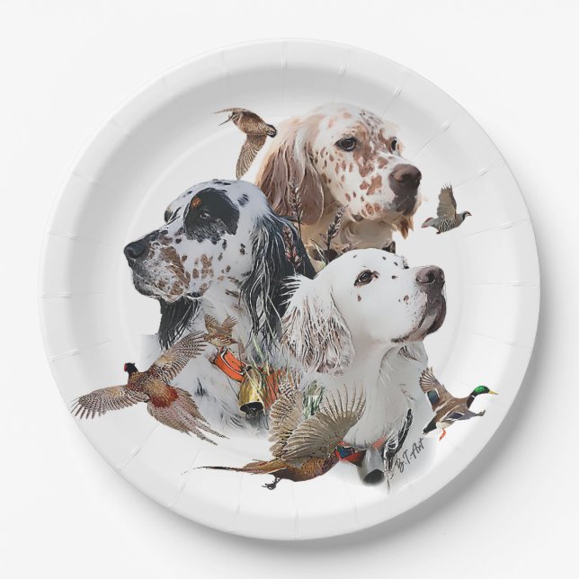 English Setters  Paper Plate (Front)