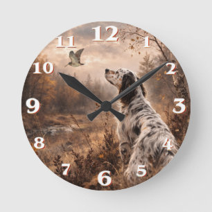 English Setters Round Clock