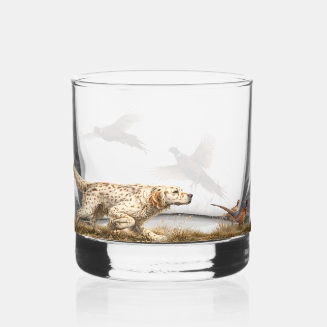 English Setters  Whiskey Glass (Front)