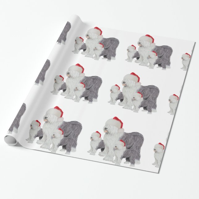 English Sheepdog Glossy Wrapping Paper, 30" x 6' Wrapping Paper (Unrolled)