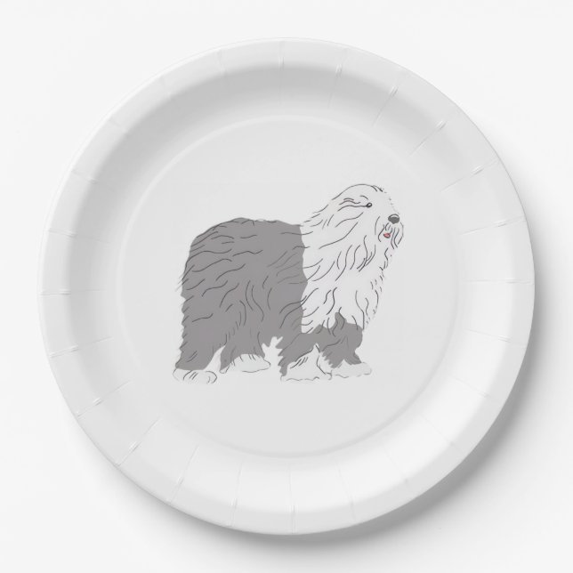 English Sheepdog Paper Plate (Front)