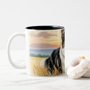 English Shepherd in a Field of Wheat Two-Tone Coffee Mug