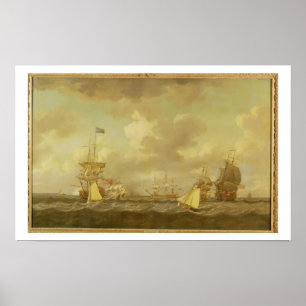 English Ships Coming to Anchor in a Fresh Breeze ( Poster