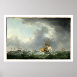 English Ships Running Before a Gale Poster