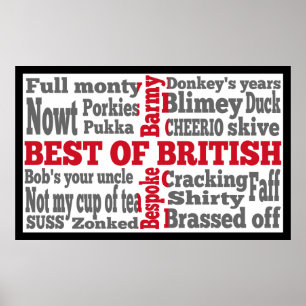 English slang on the flag of Great Briton Poster