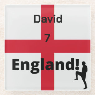 English Soccer Player customisable Glass Coaster