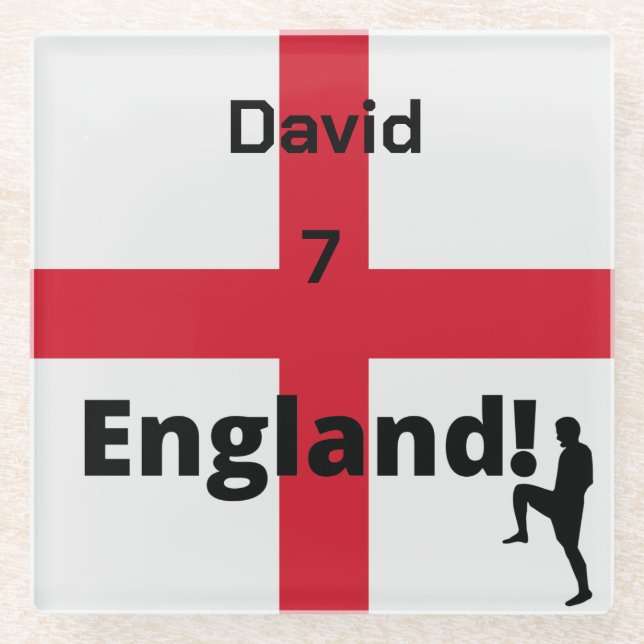 English Soccer Player customisable  Glass Coaster (Front)