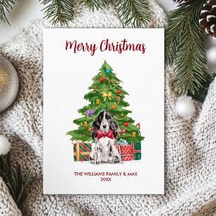 English Spaniel Dog Family Christmas Holiday Card
