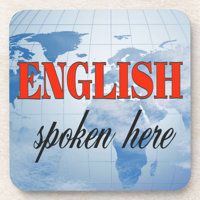 English spoken here cloudy earth coaster (Front)