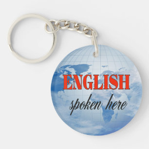 English spoken here cloudy earth key ring