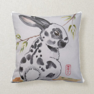 English Spot Bunny Rabbit Pillow, Oriental Design Cushion