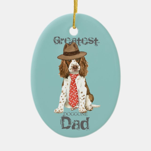 English Springer Dad Ceramic Ornament (Front)