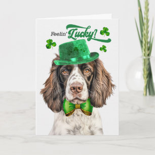 English Springer Dog Lucky St Patrick's Day Holiday Card