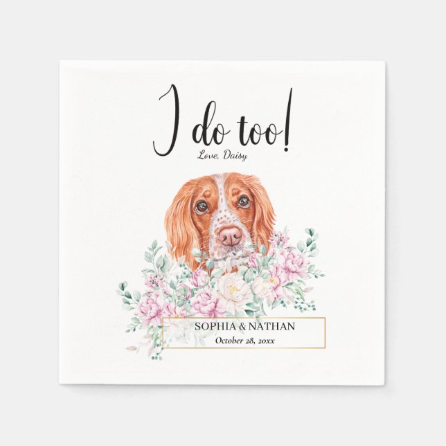 English Springer Dog Wedding Cocktail Napkins (Front)