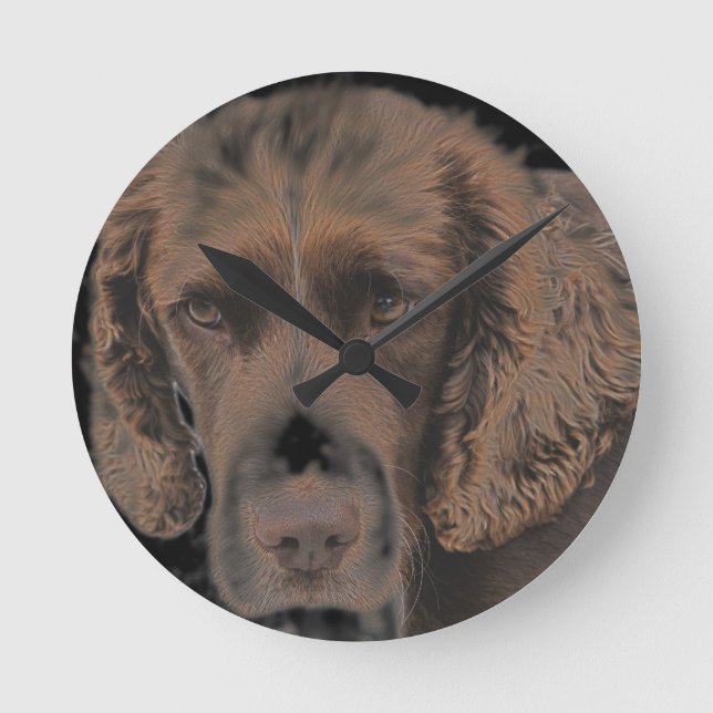 English Springer Dogs Round Clock (Front)
