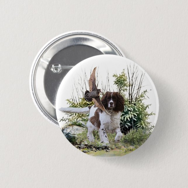  English Springer Spaniel  6 Cm Round Badge (Front & Back)