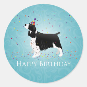 English Springer Spaniel Birthday Design. Classic Round Sticker