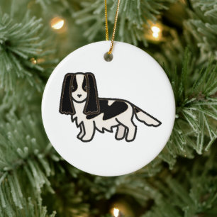 English Springer Spaniel Black ans White Cartoon Ceramic Ornament