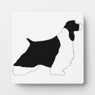 English Springer Spaniel black white silo Plaque