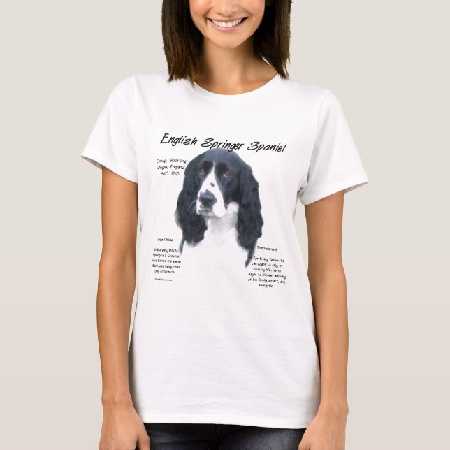 English Springer Spaniel (blk) History Design T-Shirt (Front)