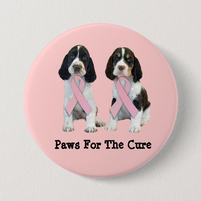 English Springer Spaniel Breast Cancer Button (Front)