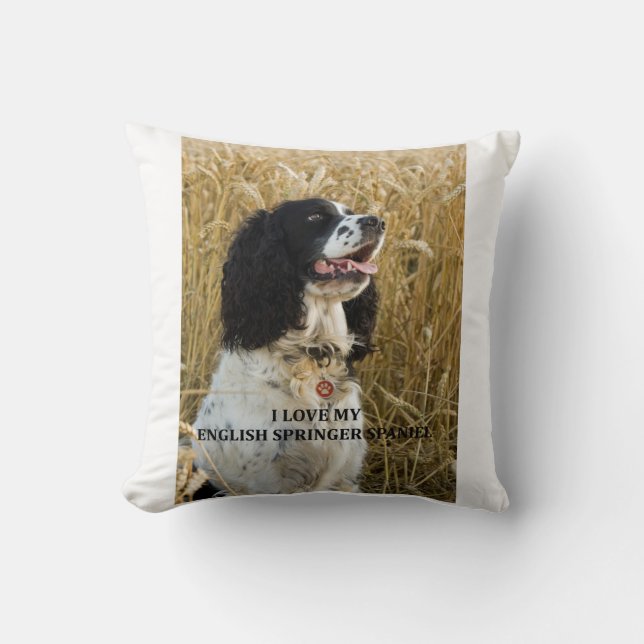english springer spaniel bwlove w pic cushion (Front)