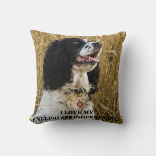 english springer spaniel bwlove w pic cushion