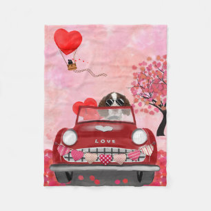 English Springer Spaniel Car Hearts Valentine's Fleece Blanket