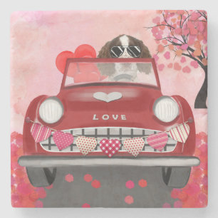 English Springer Spaniel Car Hearts Valentine's  Stone Coaster