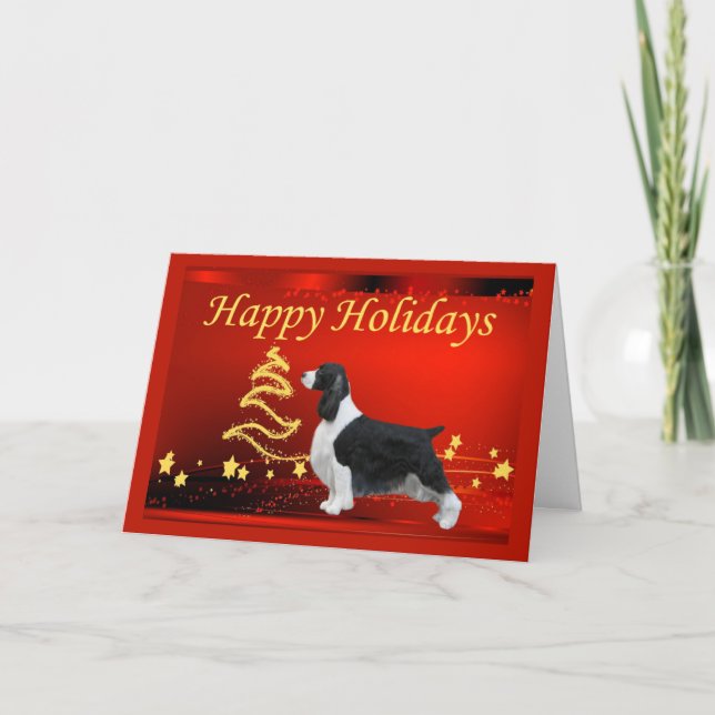 English Springer Spaniel Christmas Card Stars (Front)
