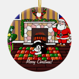 English Springer Spaniel Christmas Cartoon Ceramic Ornament