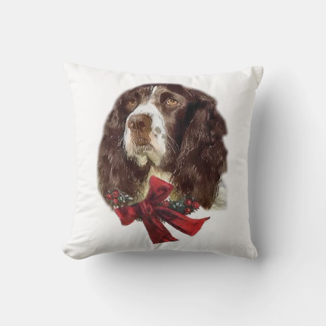 English Springer Spaniel Christmas Cushion (Front)